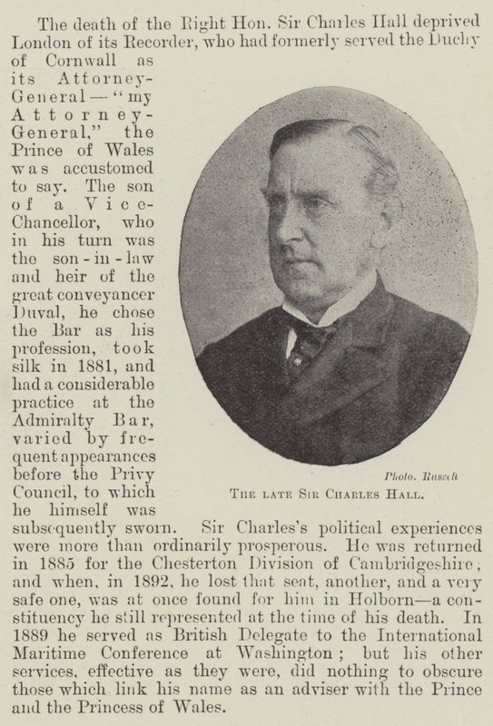 Afdøde Sir Charles Hall af English Photographer
