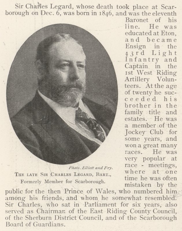 Afdøde Sir Charles Legard, Baronet, tidligere medlem for Scarborough af English Photographer
