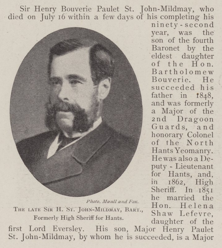 Den afdøde Sir H St John-Mildmay, baronet, tidligere høj sherif for Hants af English Photographer