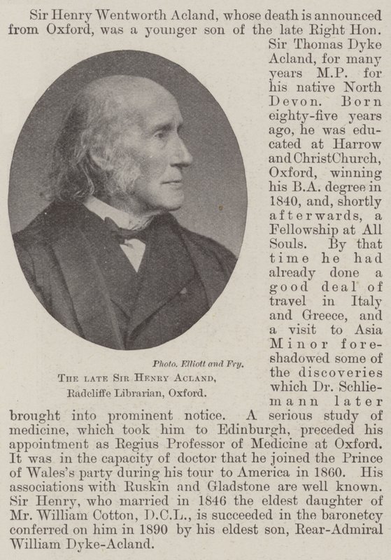 Afdøde Sir Henry Acland, Radcliffe Librarian, Oxford af English Photographer