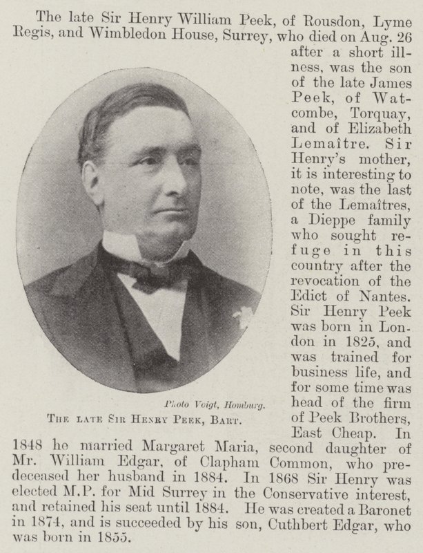 Afdøde Sir Henry Peek, Baronet af English Photographer