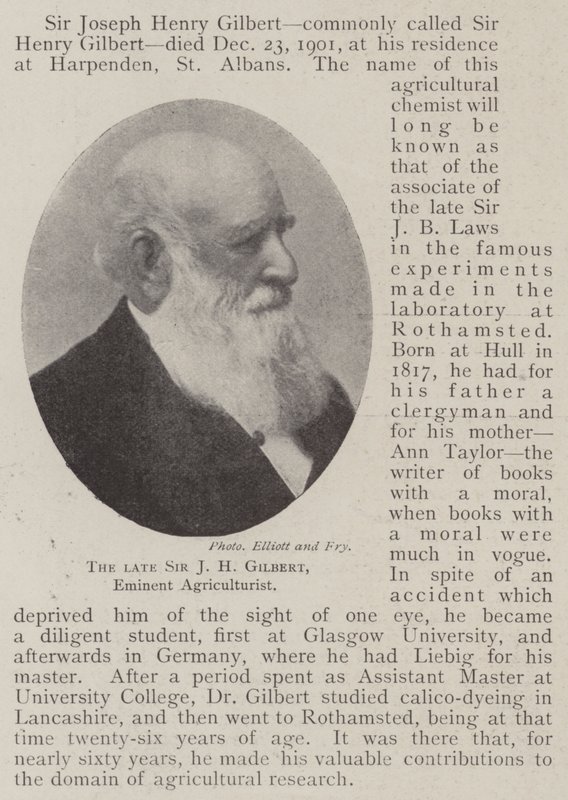 Den afdøde Sir J H Gilbert, fremtrædende landbruger af English Photographer