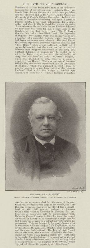Den afdøde Sir J R Seeley, Regius professor i moderne historie ved University of Cambridge af English Photographer