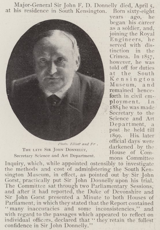 Afdøde Sir John Donnelly, sekretær for videnskab og kunstafdeling af English Photographer