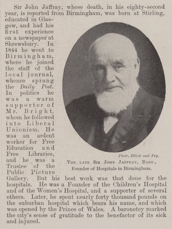 Afdøde Sir John Jaffray, Baronet, grundlægger af hospitaler i Birmingham af English Photographer