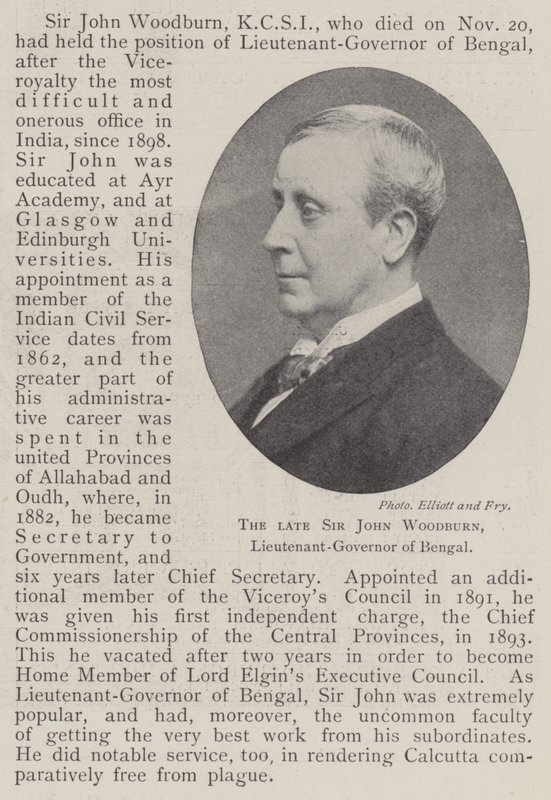 Den afdøde Sir John Woodburn, løjtnant-guvernør i Bengal af English Photographer