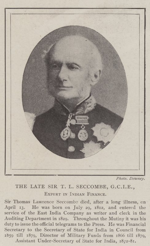 Den afdøde Sir T L Seccombe, GCIE, ekspert i indisk finans af English Photographer