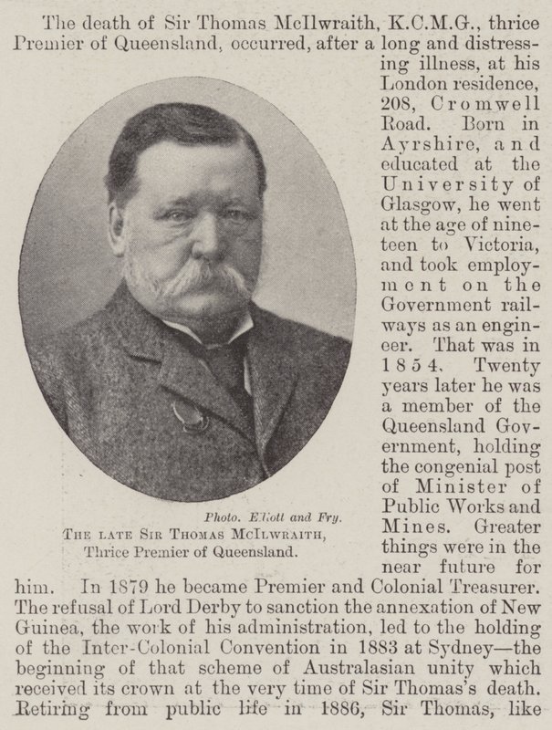 Afdøde Sir Thomas McIlwraith, tre gange premierminister i Queensland af English Photographer