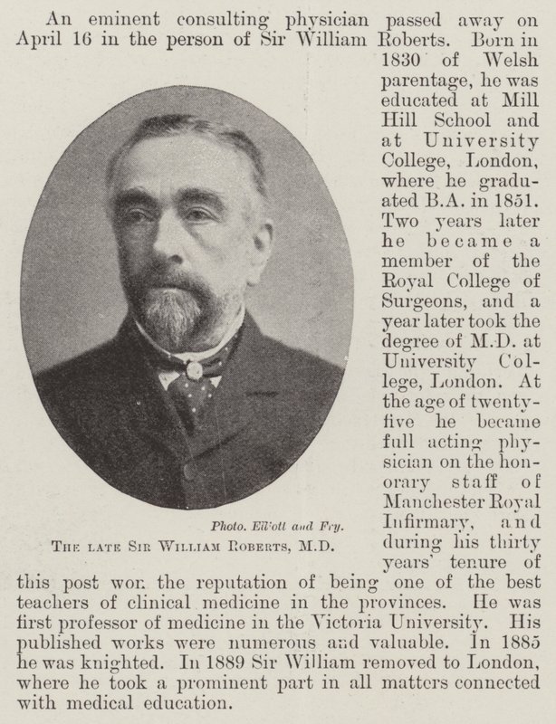 Den afdøde Sir William Roberts, MD af English Photographer