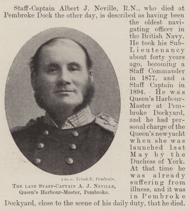 Den afdøde Staff-Captain A J Neville, Queens Harbour-Master, Pembroke af English Photographer