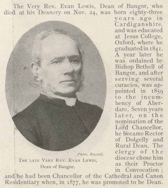 Den afdøde Very Reverend Evan Lewis, dekan af Bangor af English Photographer