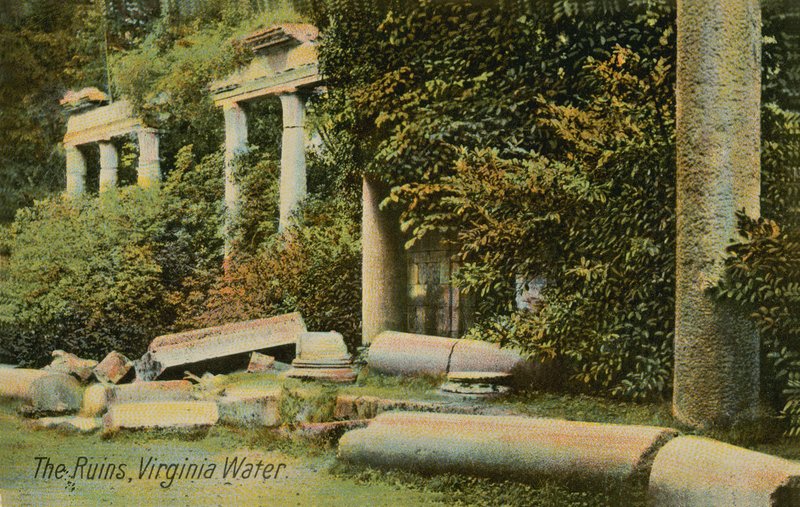 Ruinerne ved Virginia Water ved Windsor Great Park, England. Postkort sendt i 1913. af English Photographer