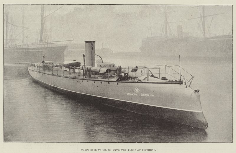 Torpedobåd nr. 79, med flåden ved Spithead af English Photographer
