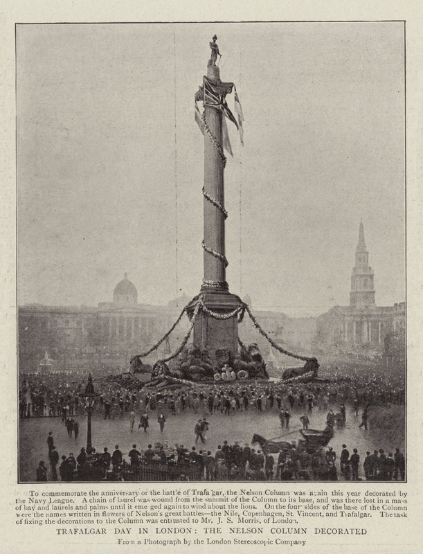 Trafalgar Day i London, Nelson-søjlen dekoreret af English Photographer