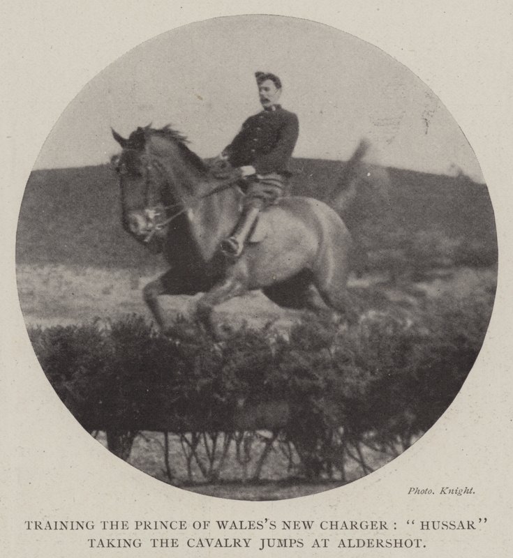 Træning af Prince of Wales New Charger, Hussar tager kavalerispringene ved Aldershot af English Photographer