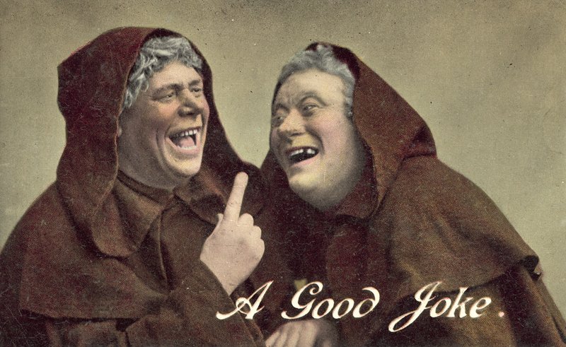 Two Monks, A Good Joke (farvefoto) af English Photographer