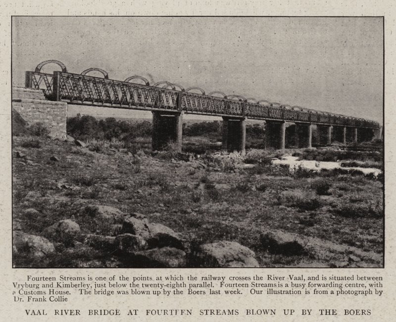 Vaal River Bridge ved Fourteen Streams sprængt i luften af boerne af English Photographer