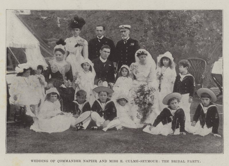 Bryllup af kommandør Napier og Miss E Culme-Seymour, Brudefesten af English Photographer