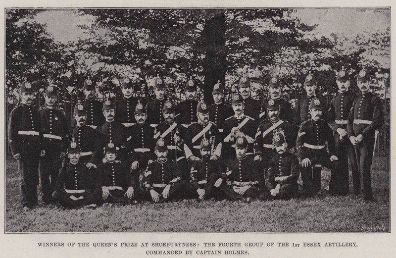 Vindere af Queens Prize på Shoeburyness, den fjerde gruppe af 1st Essex Artillery, ledet af kaptajn Holmes af English Photographer