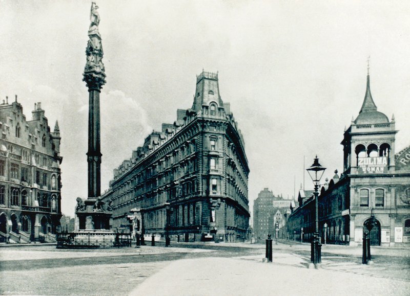 Med Westminster Column, Queen Annes Mansions og Royal Aquarium af English Photographer