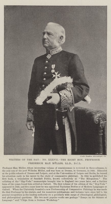 Dagens forfattere, den højre ærede professor Frederick Max Muller, LLD, DCL af English Photographer