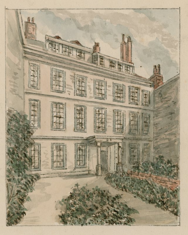 10 Nevills Court, Fetter Lane, Holborn, fra en skitse i 1890 (wc på papir) af English School