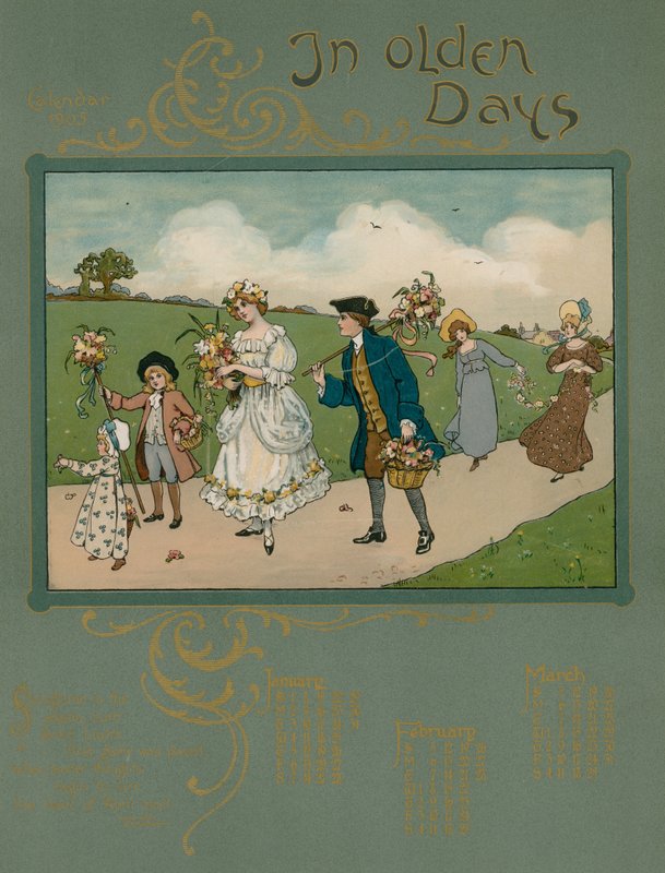 1905 kalender med vers af Alfred Austin af English School
