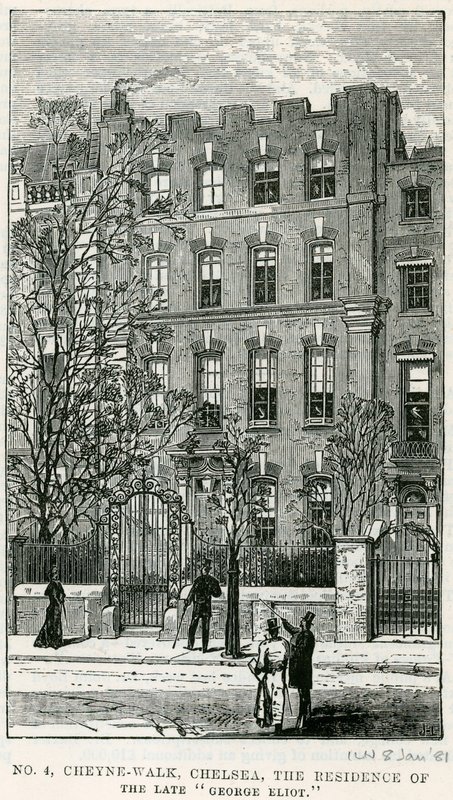 4 Cheyne Walk, Chelsea, bopæl for afdøde George Eliot af English School