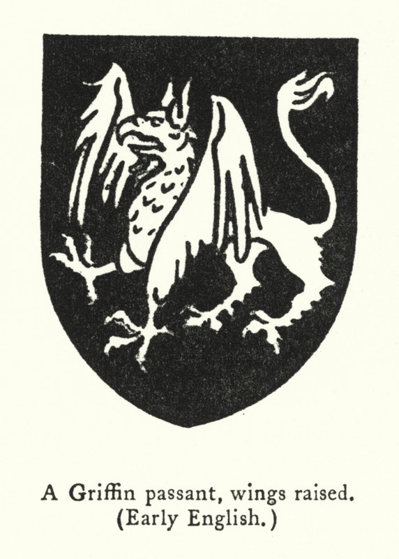 En Griffin-passant, løftede vinger, tidlig engelsk (gravering) af English School
