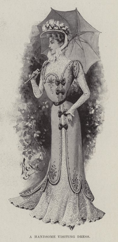 En smuk besøgskjole (litho) af English School