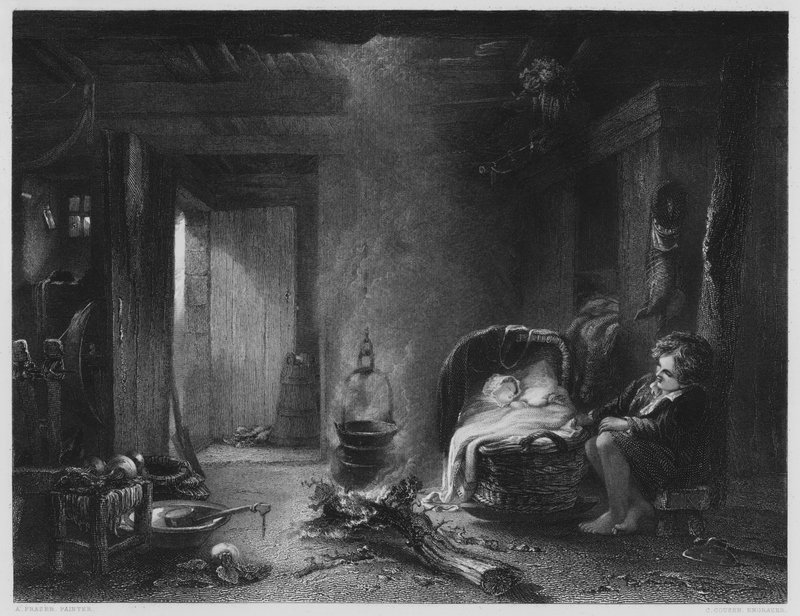 A Highland Cottage, fra billedet i Vernon Gallery (gravering) af English School