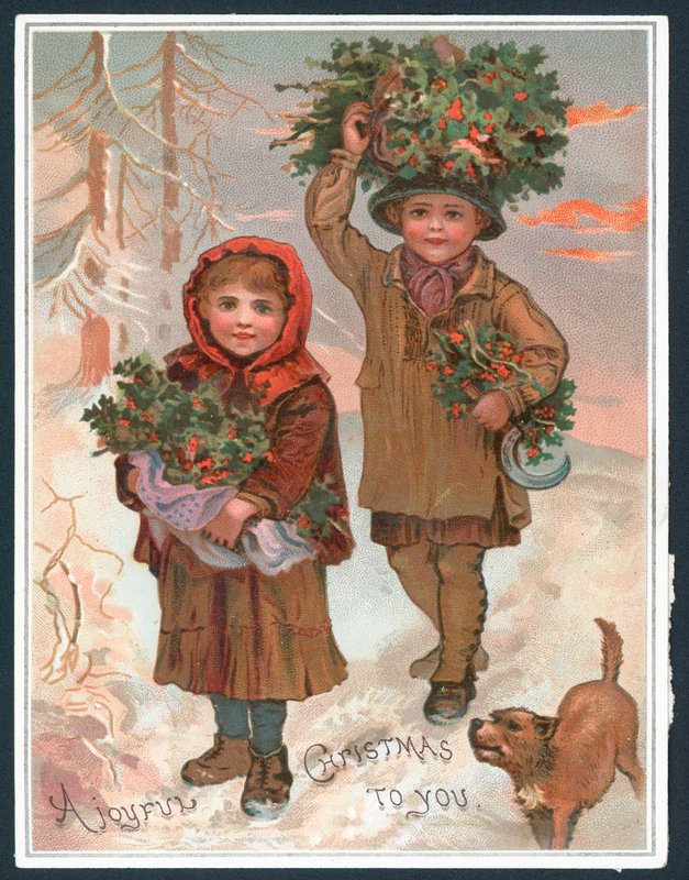 En glædelig jul til dig - victoriansk julekort af English School