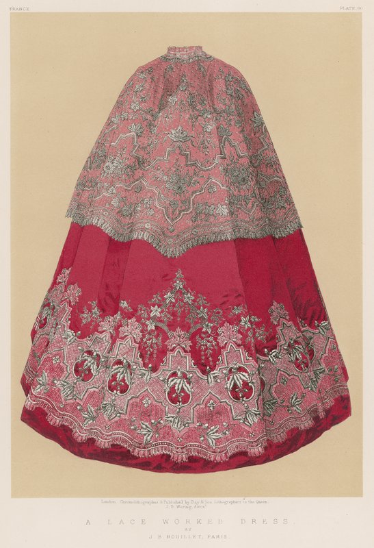 A Lace Worked Dress fra J B Bouillet, Paris af English School
