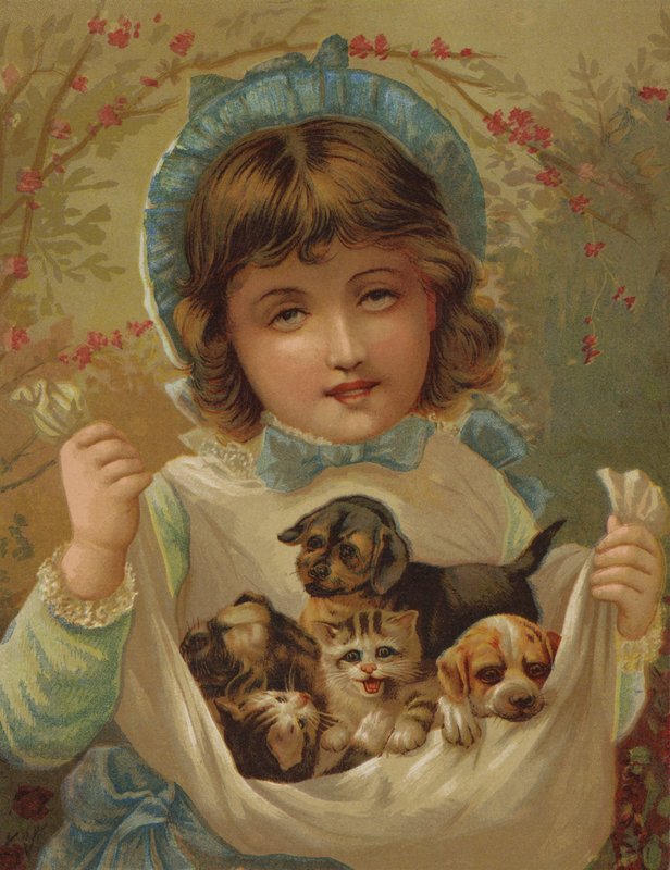 En skød fuld af ondskab (chromolitho) af English School
