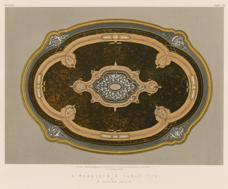 A Marquetrie Bordplade af H Ahrens, Paris af English School