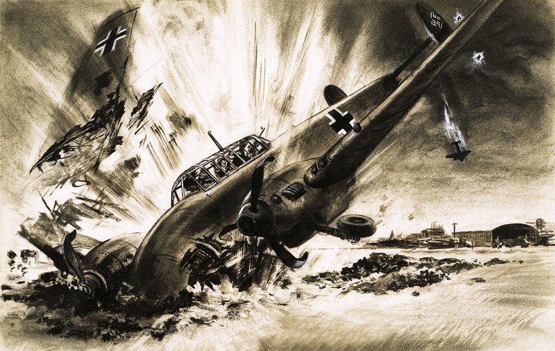 En Messerschmitt styrt ned af English School