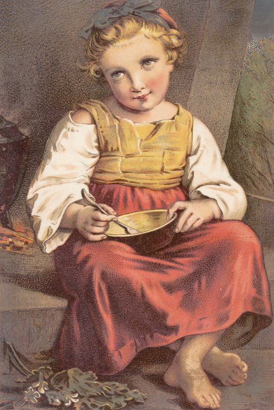 Et morgenmåltid (farve litho) af English School