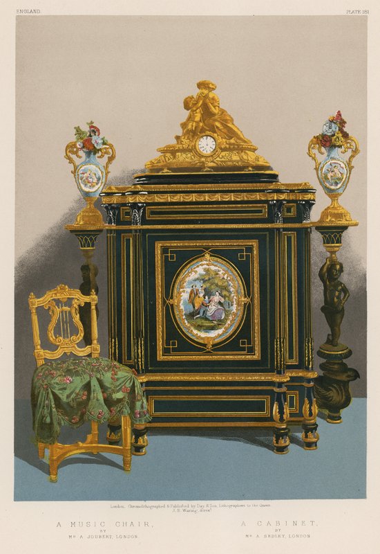 A Music Chair af Mr. A Joubert, London; A Cabinet af Mr A Sedley, London af English School