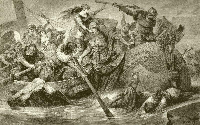 En plyndringsekspedition af vikingerne af English School