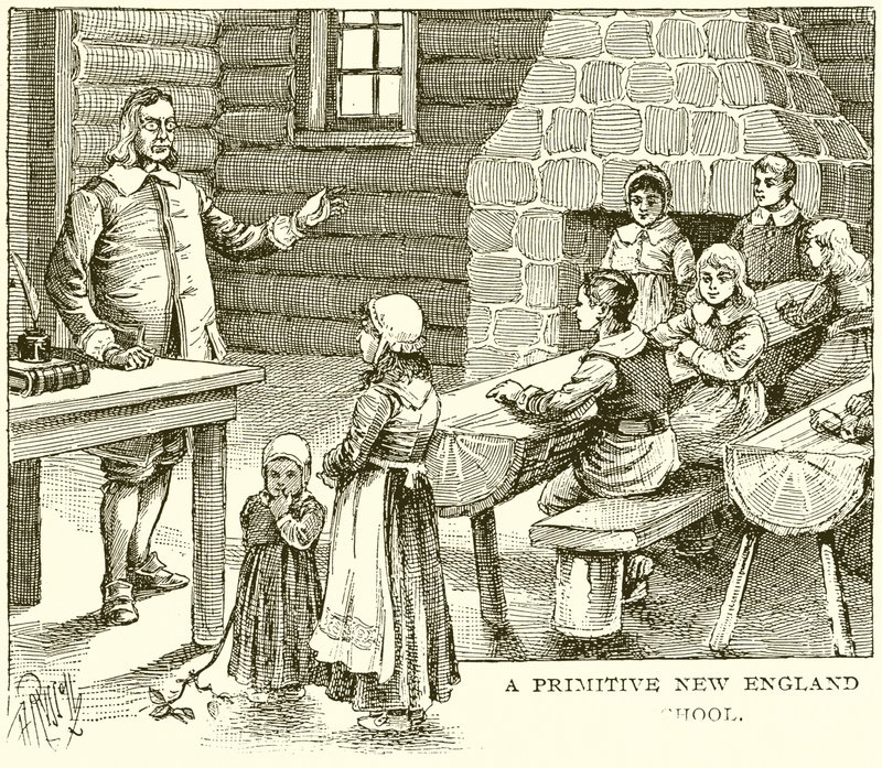 En primitiv New England-skole af English School