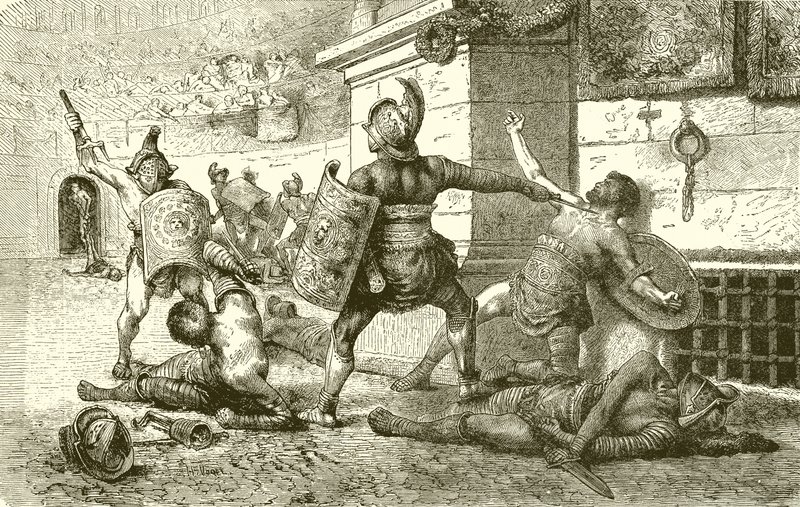 En romersk ferie. Kamp af gladiatorer. The Vanquished appellerer til tilskuerne af English School