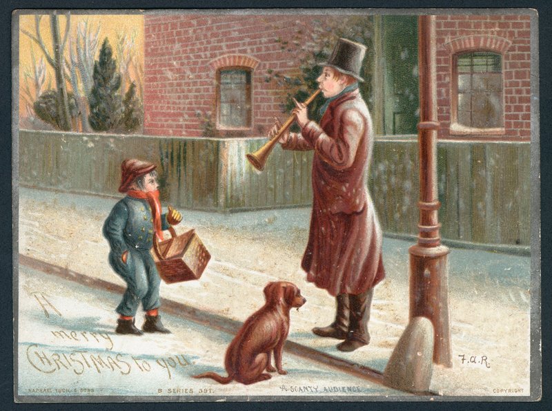 Et ringe publikum - victoriansk julekort af English School