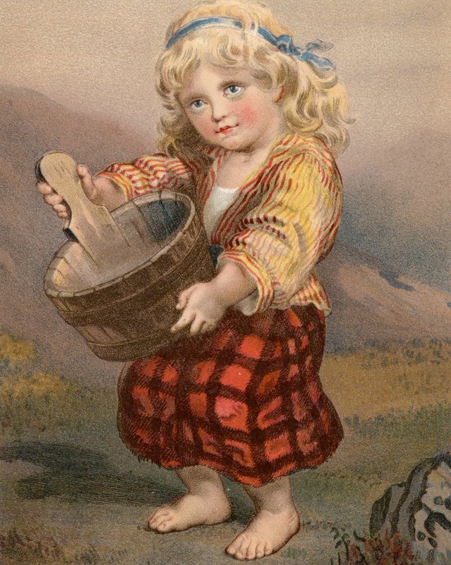 A Scotch Lassie (farve litho) af English School