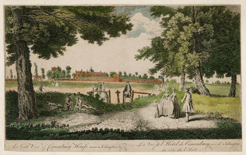 En sydlig udsigt over Canonbury House, nær Islington af English School