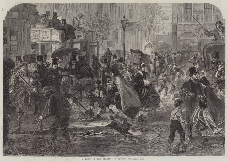 A Thaw in the Streets of London (gravering) af English School