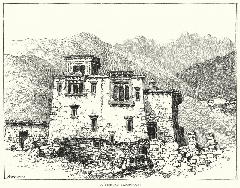 Et tibetansk bondehus (gravering) af English School