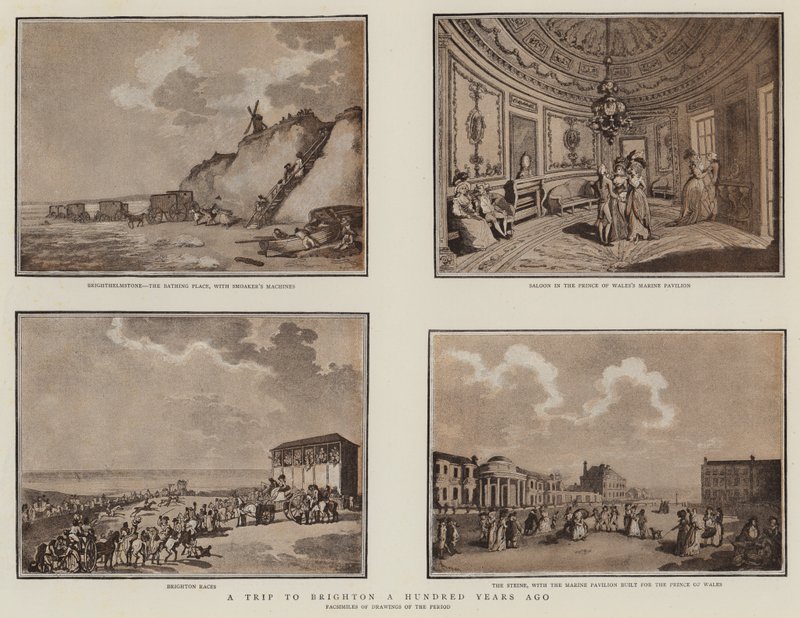 En tur til Brighton for hundrede år siden (litho) af English School