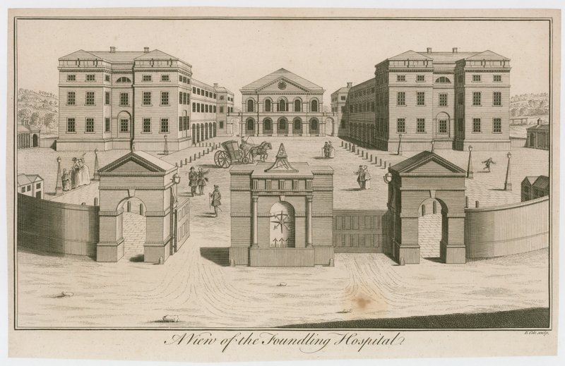 Udsigt over Foundling Hospital, London af English School