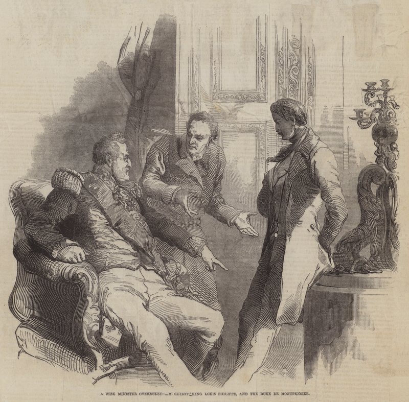 En klog minister tilsidesatte, M Guizot kong Louis Philippe, og hertugen de Montpensier (gravering) af English School
