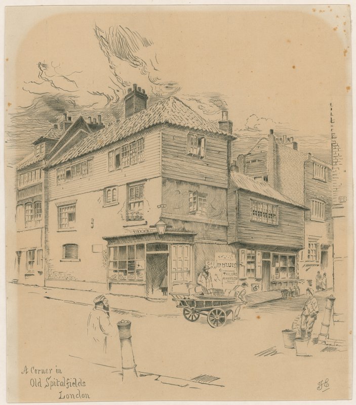 Et hjørne i Old Spitalfields, London af English School